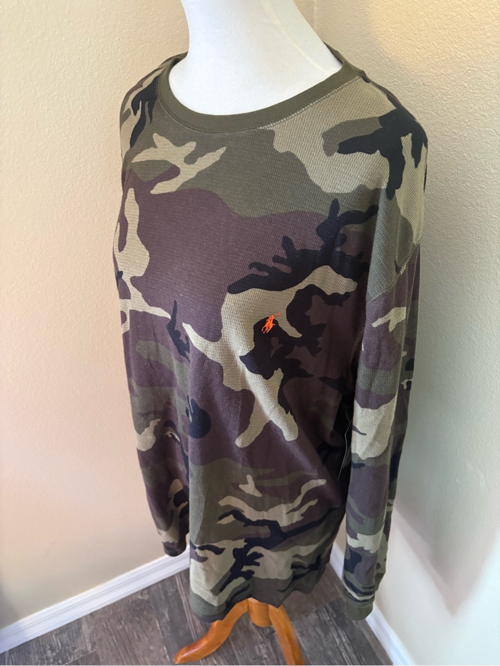 NWT Men’s Ralph Lauren Polo!!!  Camouflage Long Sleeve Shirt with Orange POLO